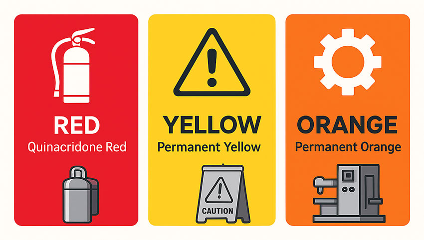 紅色、黃色和橙色安全顏色代表應(yīng)用