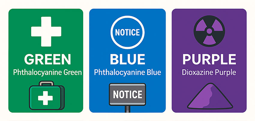 綠色、藍(lán)色和紫色安全顏色應(yīng)用