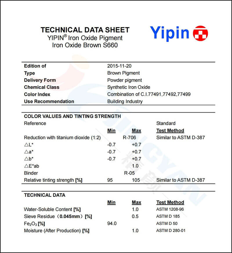 上海一品氧化鐵棕S660 TDS技術(shù)報(bào)告