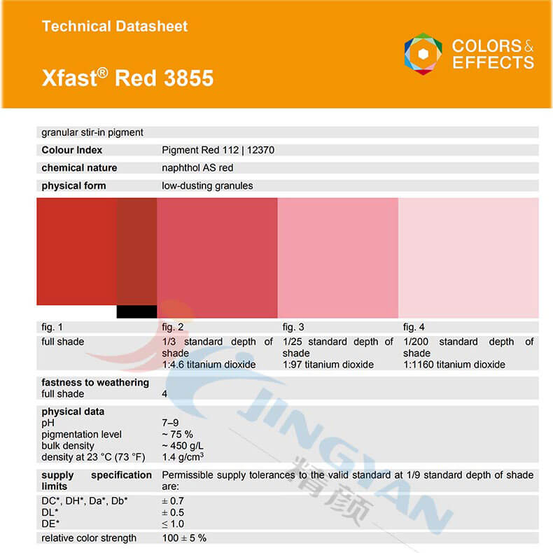 巴斯夫3855紅水溶性顏料TDS技術數(shù)據(jù)報告